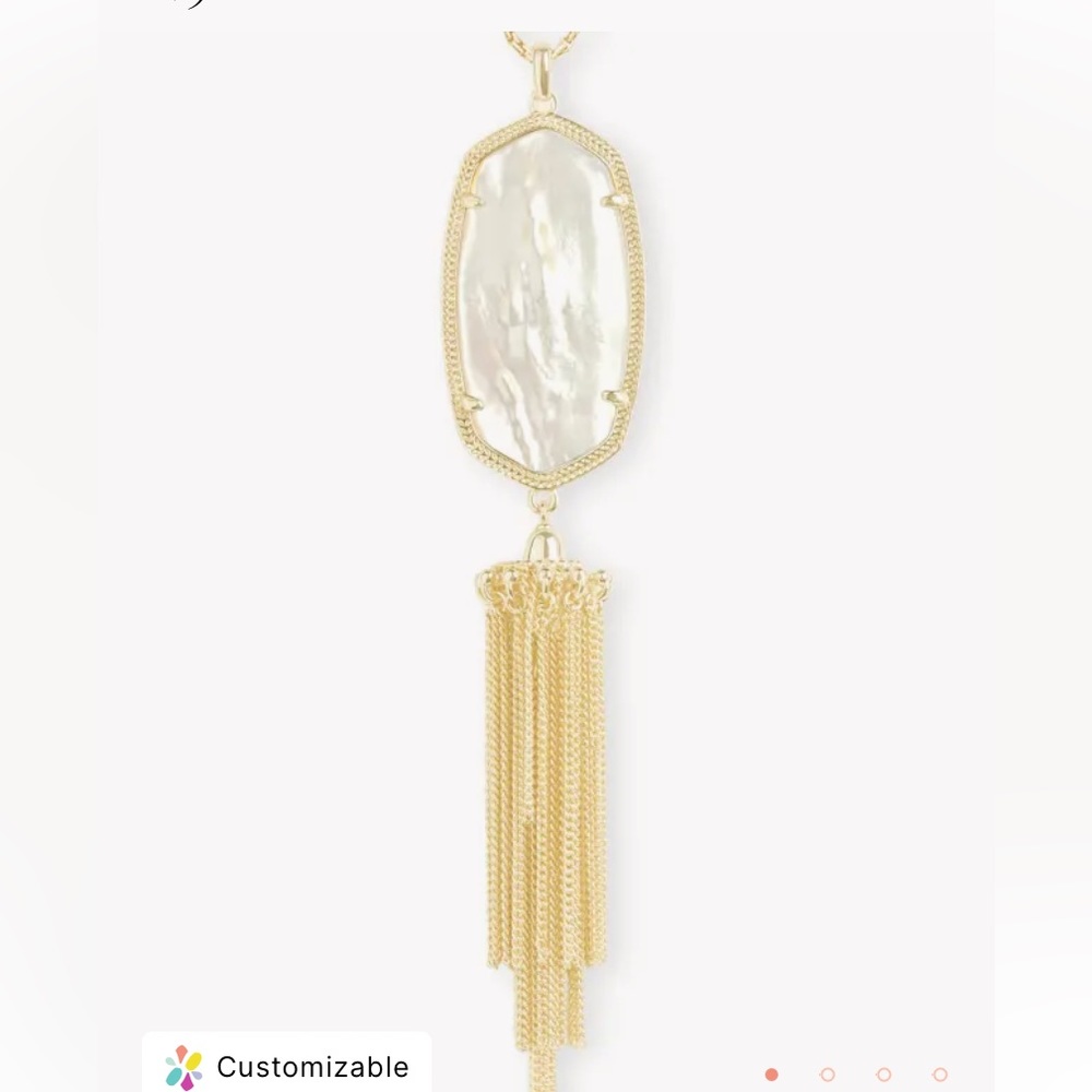 Kendra Scott Rayne Gold Long Pendant Necklace Ivory Mother of Pearl